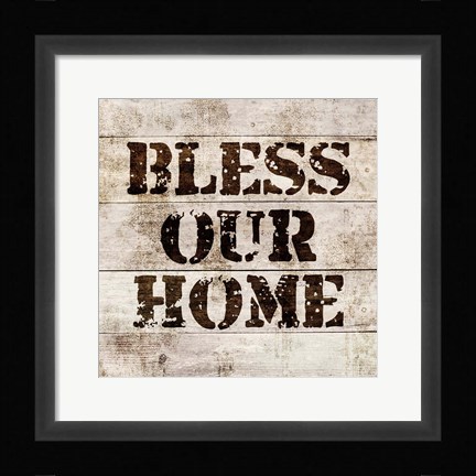 Framed Bless Our Home In Wood Print