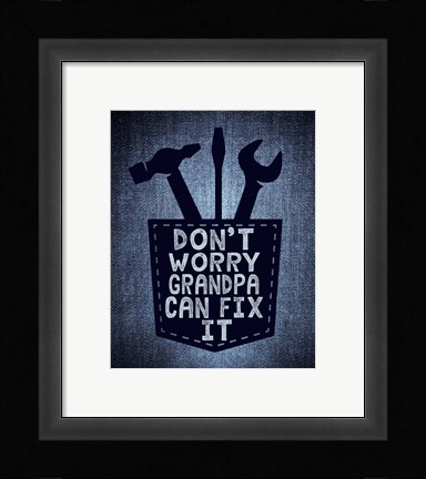 Framed Don't Worry In Blue Print