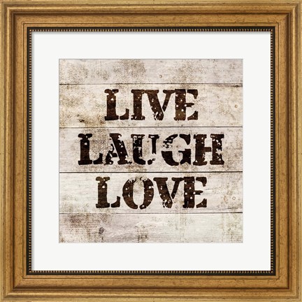 Framed Live Laugh Love In Wood Print
