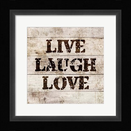 Framed Live Laugh Love In Wood Print