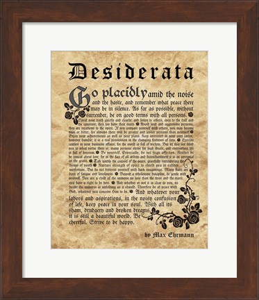 Framed Old English Desiderata Print