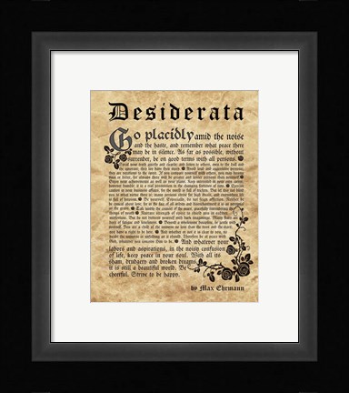 Framed Old English Desiderata Print