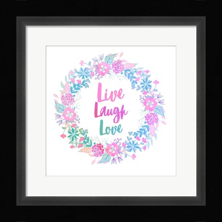 Framed Live, Laugh, Love-Pastel Print