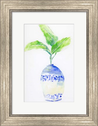 Framed Blue and White Botanical Print