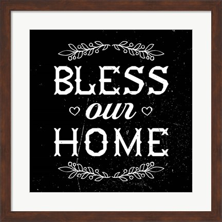 Framed Bless Our Home-Black Print