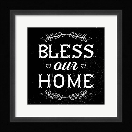 Framed Bless Our Home-Black Print