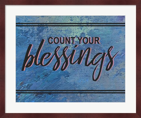 Framed Count Your Blessing-Blue Print