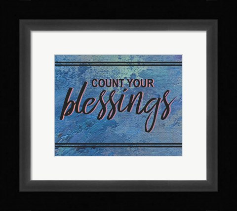 Framed Count Your Blessing-Blue Print