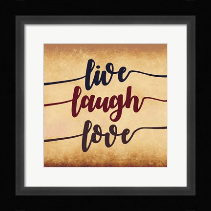Framed Live Laugh Love-Aged Script Print