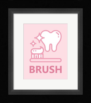 Framed Girl's Bathroom Task-Brush Print