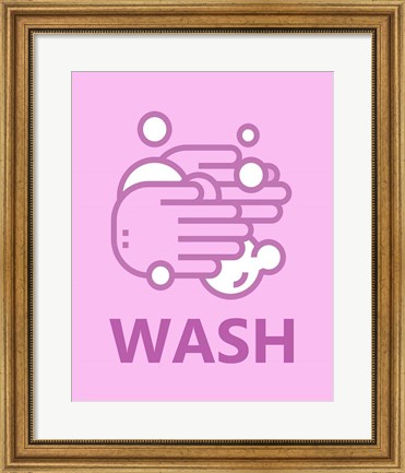 Framed Girl&#39;s Bathroom Task-Wash Print