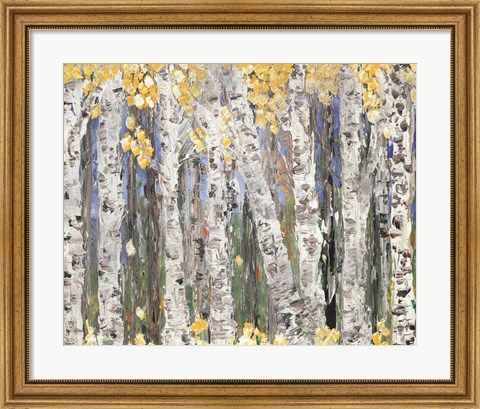 Framed Yellow Leaf Birch Trees Print