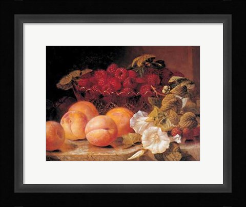 Framed Still Life with Peaches and Print