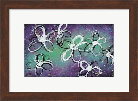 Framed Mod Flowers in Purple Print