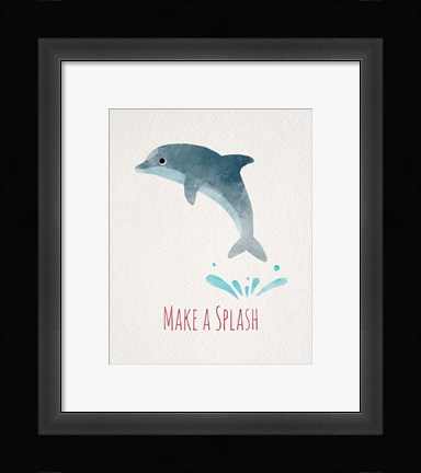 Framed Make a Splash Dolphin White Print
