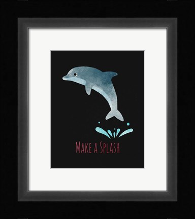 Framed Make a Splash Dolphin Black Print