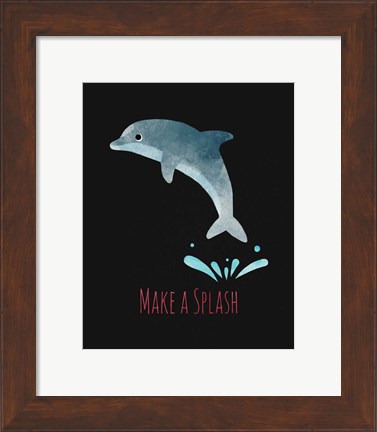 Framed Make a Splash Dolphin Black Print