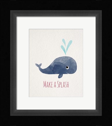 Framed Make a Splash Whale White Print