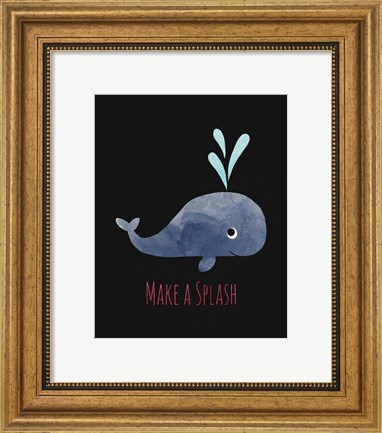 Framed Make a Splash Whale Black Print