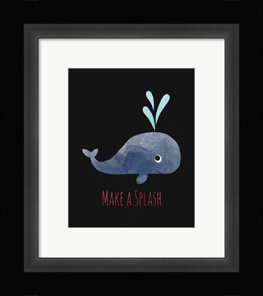 Framed Make a Splash Whale Black Print