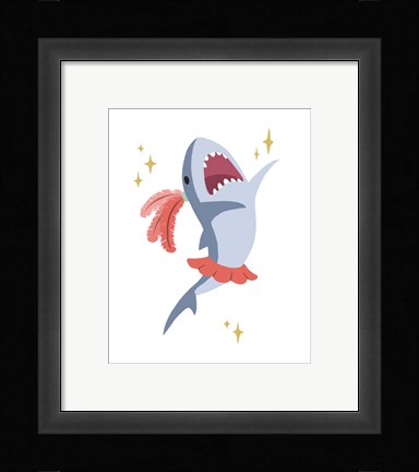 Framed Wash Brush Floss Flush Shark Coral Part I Print