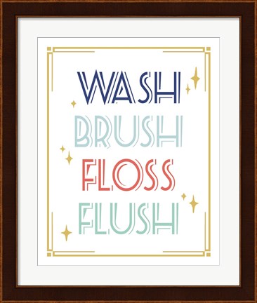 Framed Wash Brush Floss Flush Shark Coral Part II Print