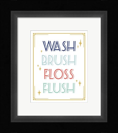 Framed Wash Brush Floss Flush Shark Coral Part II Print