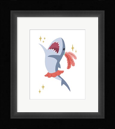 Framed Wash Brush Floss Flush Shark Coral Part III Print