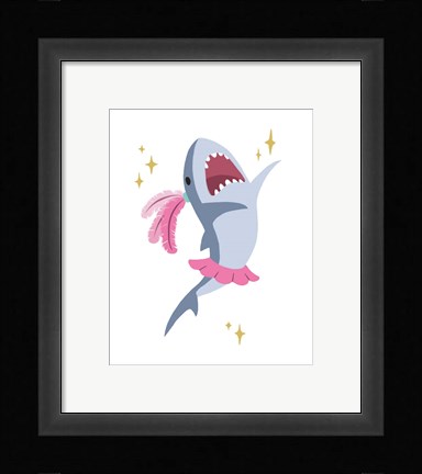 Framed Wash Brush Floss Flush Shark Pink Part I Print