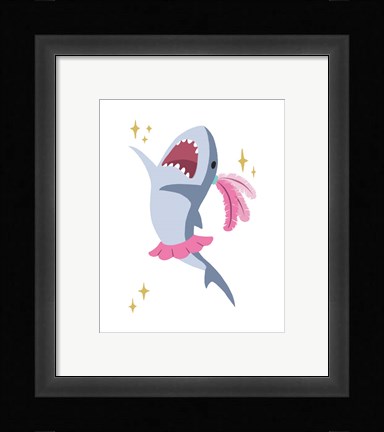 Framed Wash Brush Floss Flush Shark Pink Part III Print