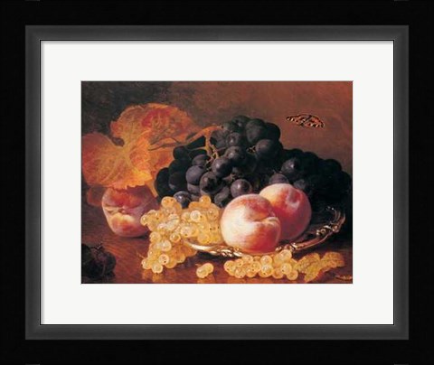 Framed Still Life with Grapes and Peaches Print