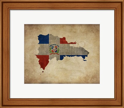 Framed Map with Flag Overlay Dominican Republic Print