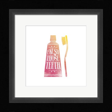 Framed Brush Those Teeth Watercolor Silhouette Print