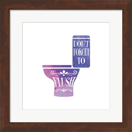 Framed Don&#39;t Forget to Flush Watercolor Silhouette Print