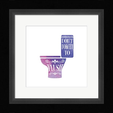 Framed Don't Forget to Flush Watercolor Silhouette Print