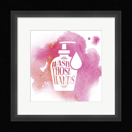 Framed Wash Those Hands Watercolor Splash Print