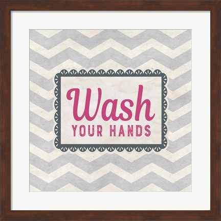 Framed Wash Your Hands Gray Pattern Print