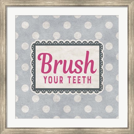 Framed Brush Your Teeth Gray Pattern Print