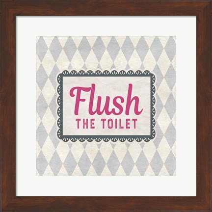 Framed Flush The Toilet Gray Pattern Print