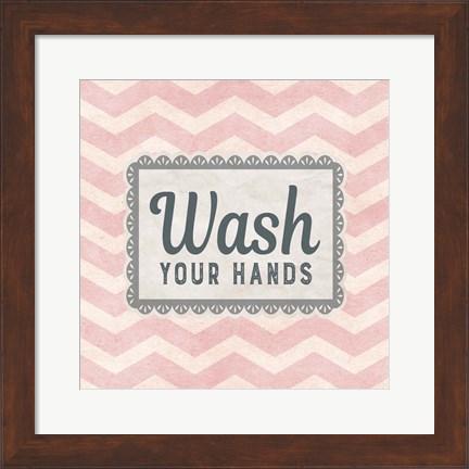 Framed Wash Your Hands Pink Pattern Print