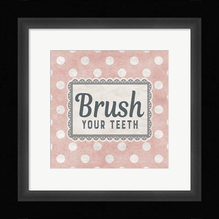 Framed Brush Your Teeth Pink Pattern Print
