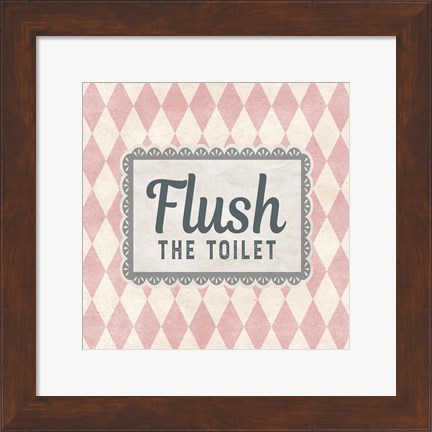 Framed Flush The Toilet Pink Pattern Print