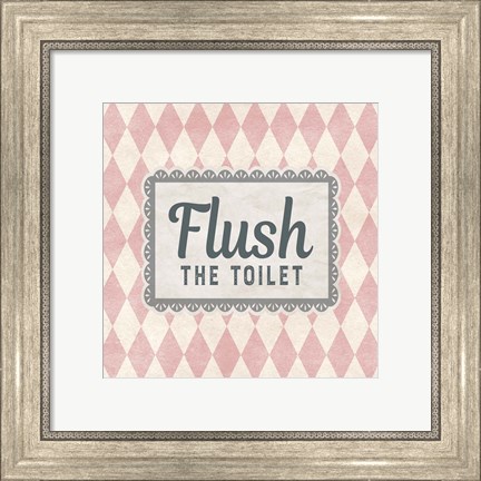Framed Flush The Toilet Pink Pattern Print