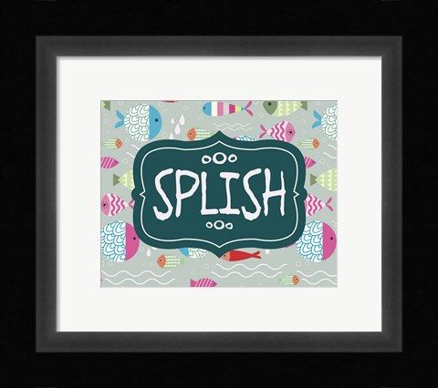 Framed Splish and Splash Fish Pattern Green Part I Print