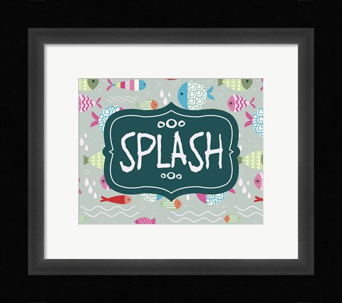 Framed Splish and Splash Fish Pattern Green Part II Print