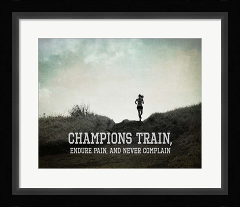 Framed Champions Train Woman Black and White Print