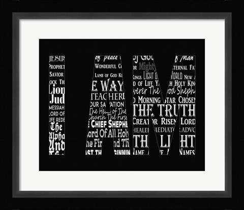 Framed Names of Jesus I AM Silhouette Black Print