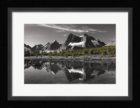 Framed Amethyst Lake Reflection BW with Color Print