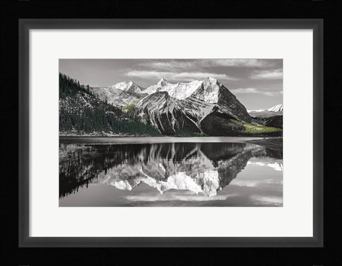 Framed Kananaskis Lake Reflection BW with Color Print