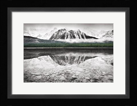 Framed Waterfowl Lake I BW with Color Print